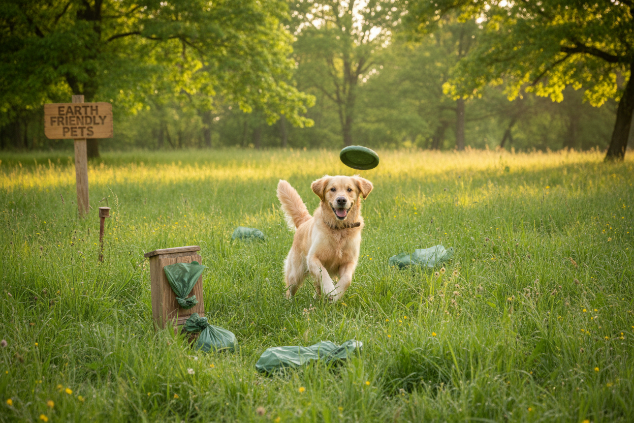自然环保系：草地 + 宠物 + 可降解袋子 + 绿色光感