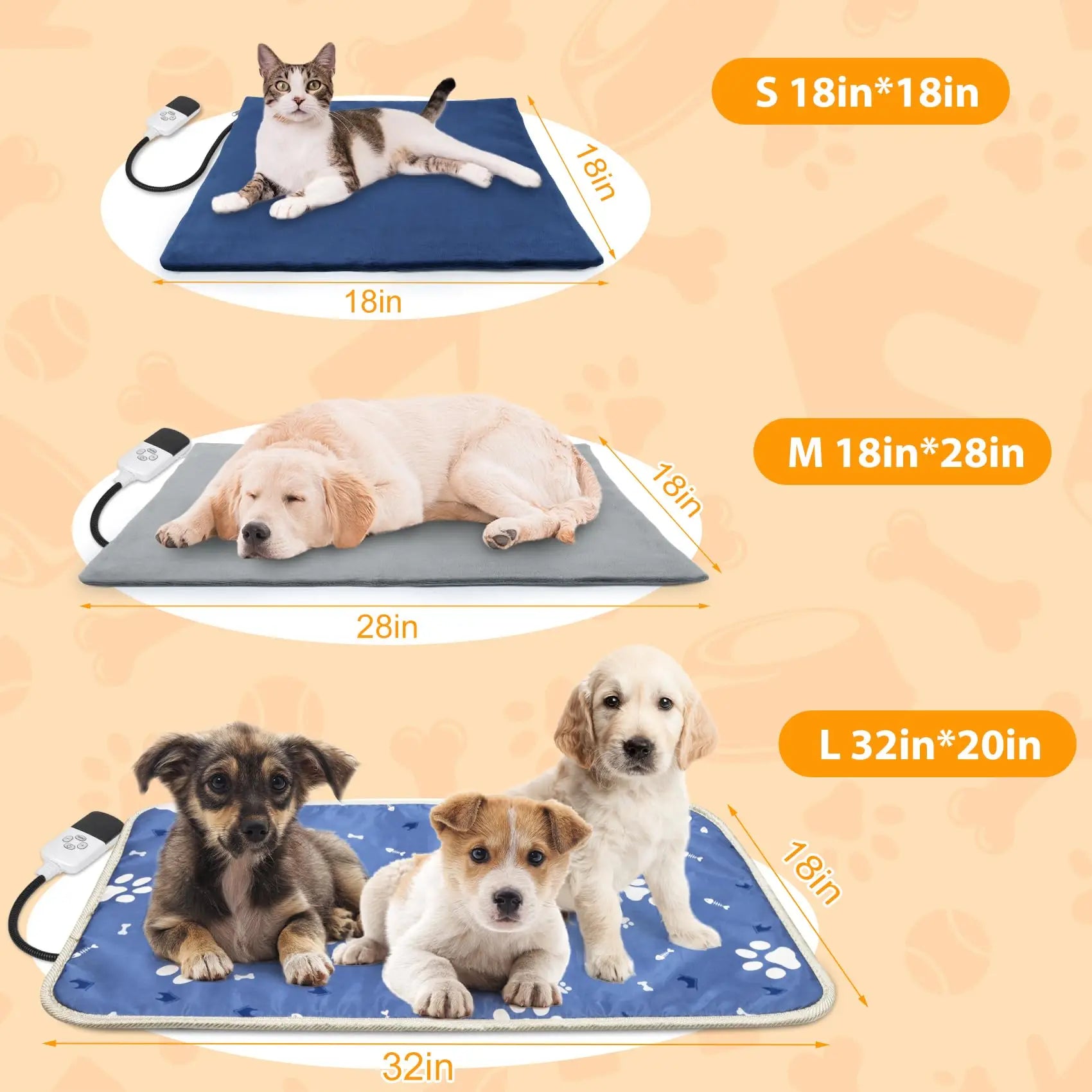 Outdoor dog pet heating mat, heated dog mattress with timer, indoor warm and waterproof pet heating mat