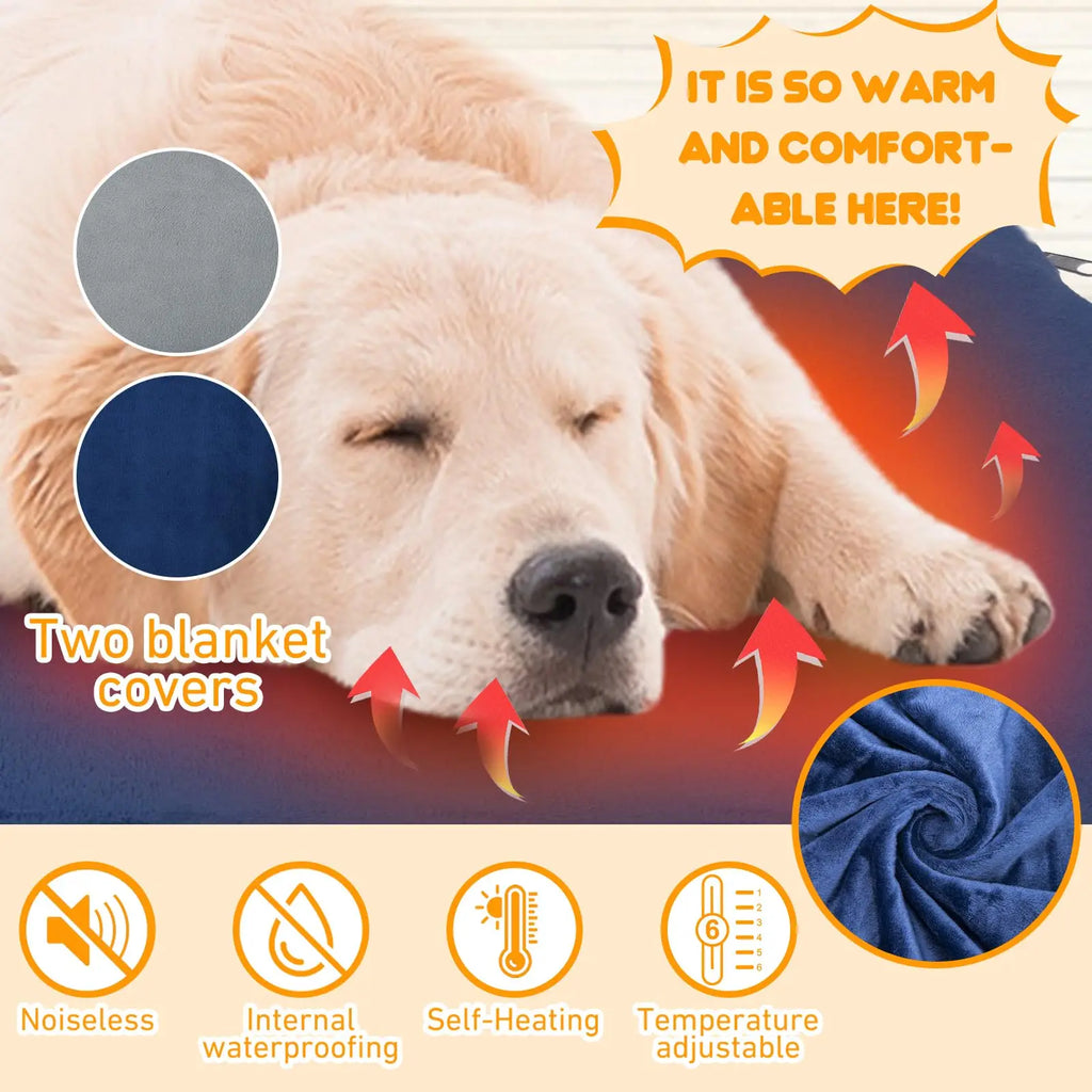 Outdoor dog pet heating mat, heated dog mattress with timer, indoor warm and waterproof pet heating mat