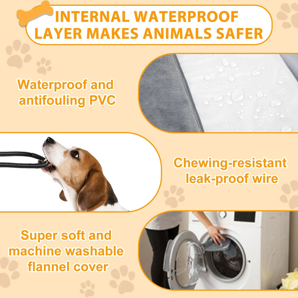 Outdoor dog pet heating mat, heated dog mattress with timer, indoor warm and waterproof pet heating mat