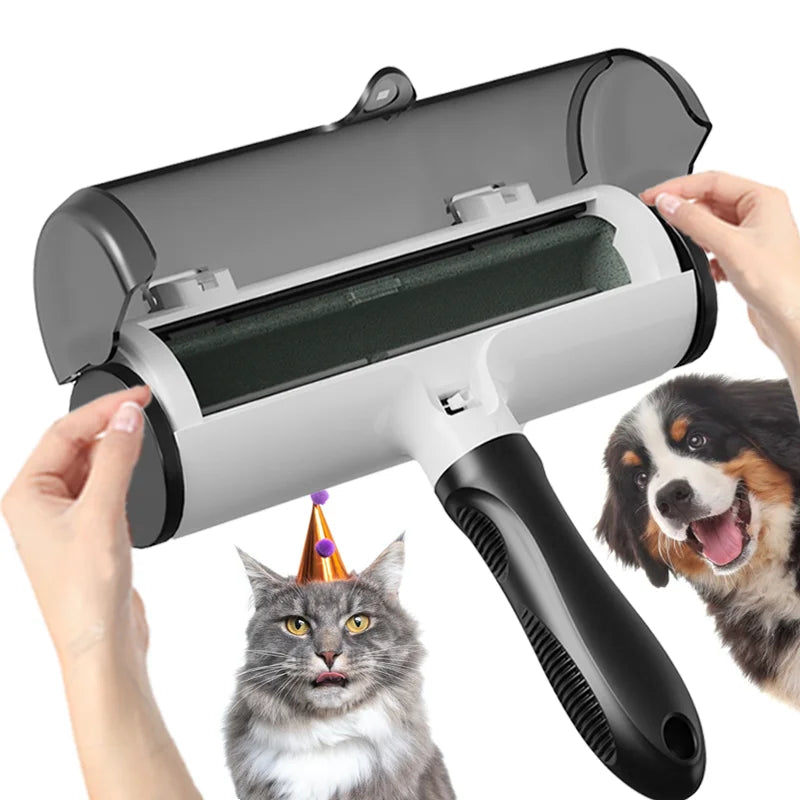 Removable Handle Solid ABS Material Self-Cleaning Reusable Pet Roller Brush Dog Brush Pet Cat Hair Remover Plush Roller Brush