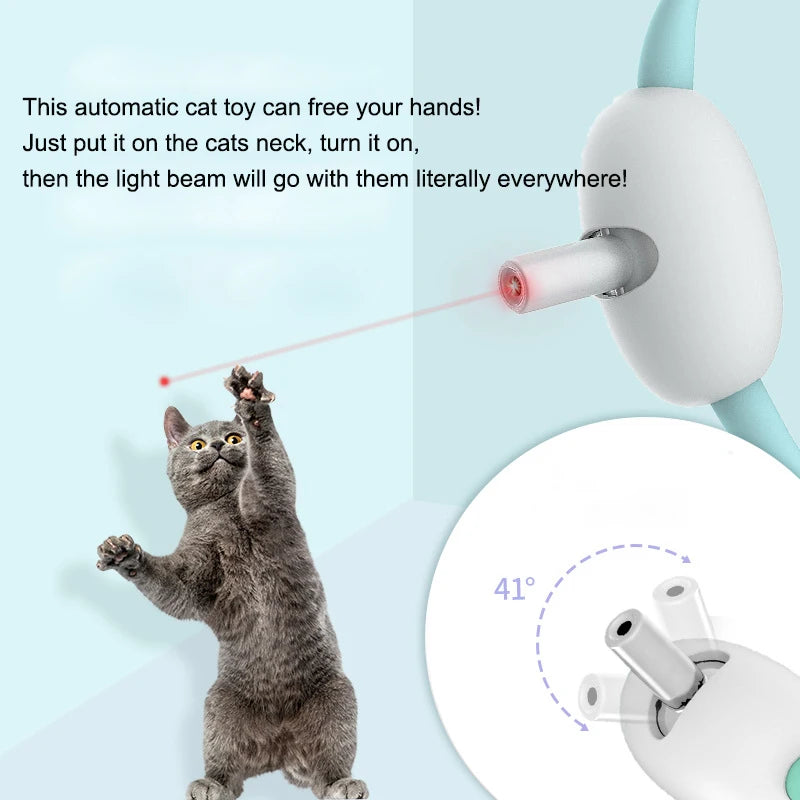 Automatic Cat Toy with Light Emitting Diode Light Pet Interactive Cat Toy Rechargeable Wearable Kitten Electronic Collar