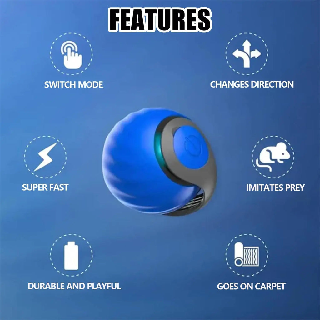 Hot Sale Automatic Moving Swing and Crawling Cat Toy Ball with Tail Two Speed Adjustment Intelligent Interactive Cat Toy Rolling Ball
