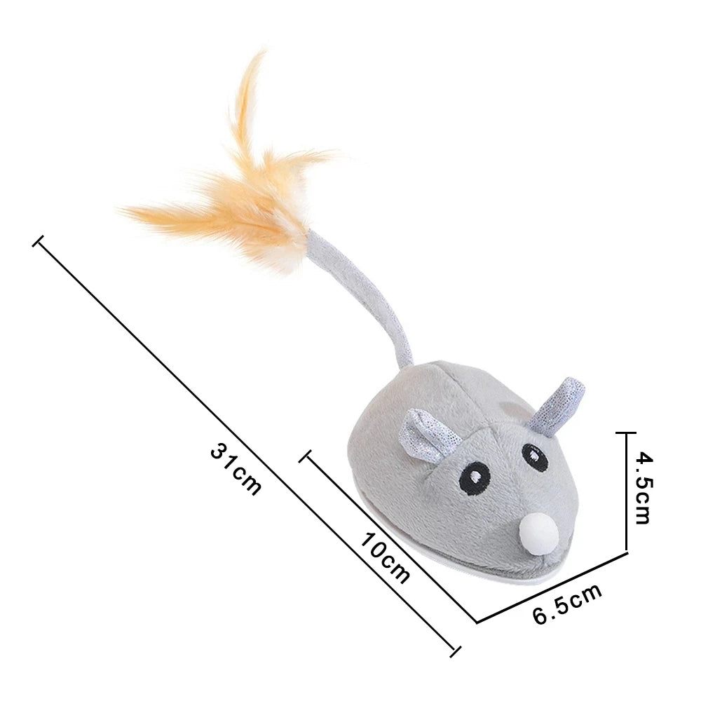 Promotional high-quality creative intelligent sensing mouse cat toy stick tail design electric automatic pet interactive toy