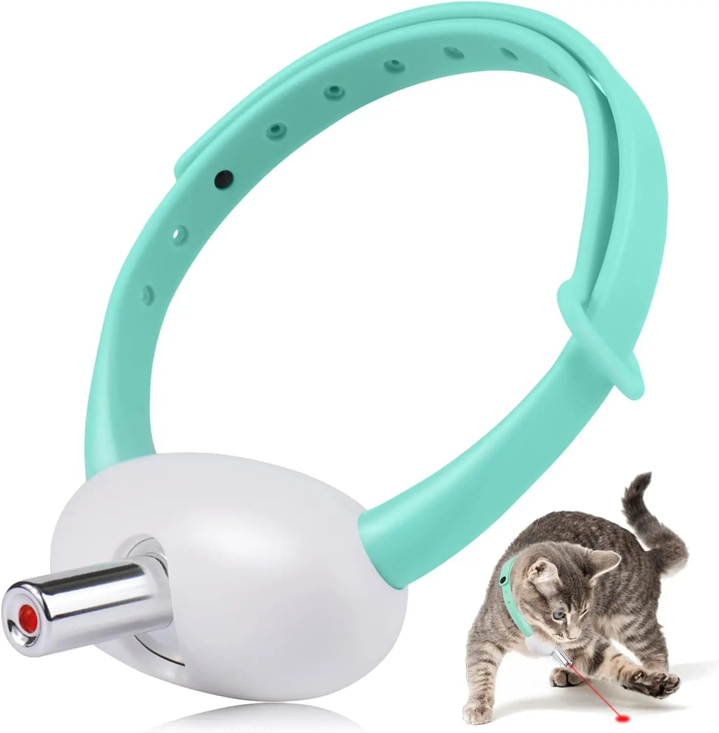 Automatic Cat Toy with Light Emitting Diode Light Pet Interactive Cat Toy Rechargeable Wearable Kitten Electronic Collar