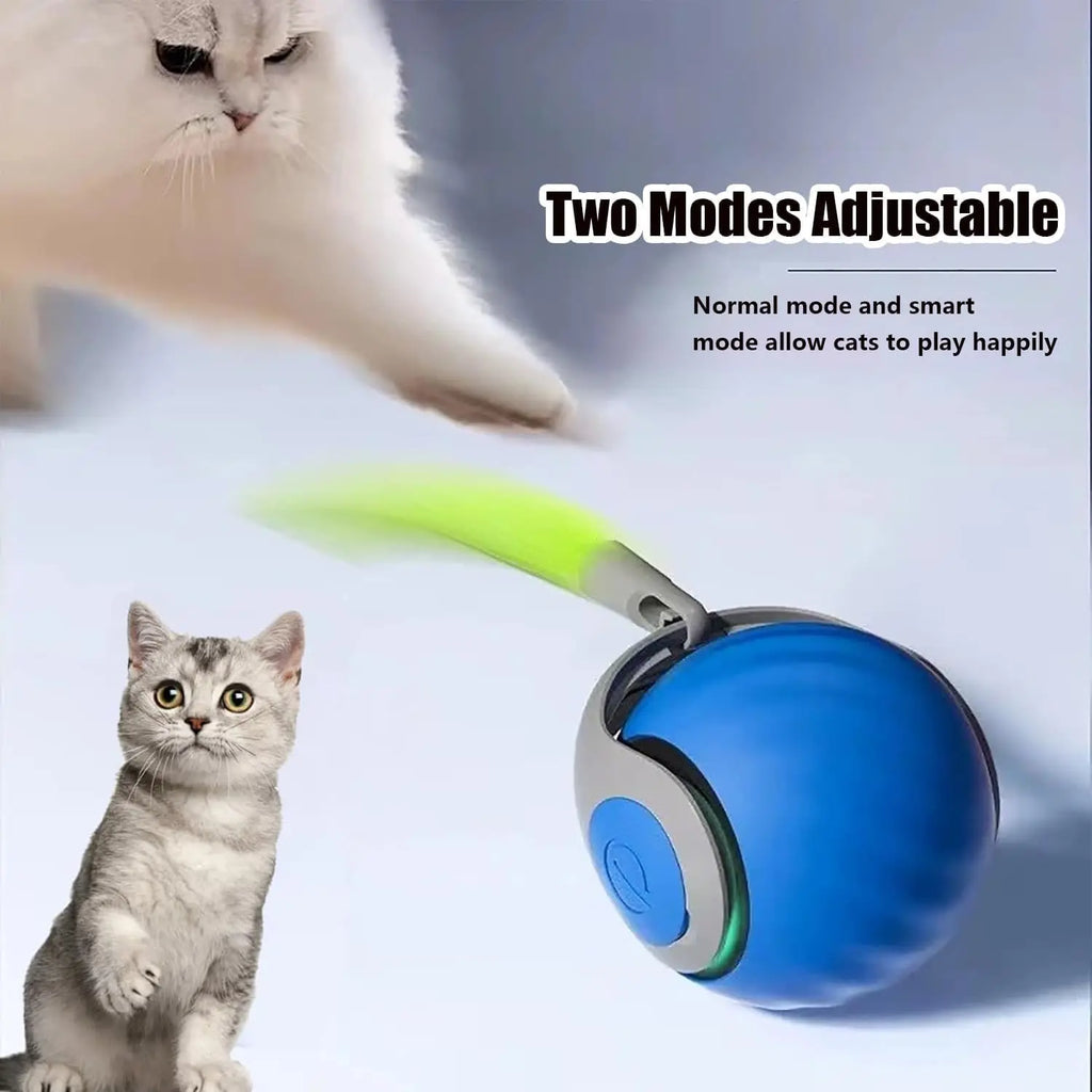 Hot Sale Automatic Moving Swing and Crawling Cat Toy Ball with Tail Two Speed Adjustment Intelligent Interactive Cat Toy Rolling Ball