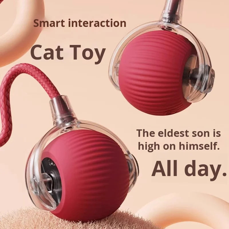 The latest indoor smart interactive cat toy electric cat tease toy silicone ball and tail pet interactive toy ball