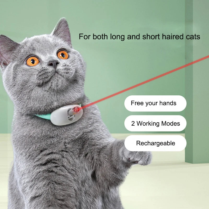 Automatic Cat Toy with Light Emitting Diode Light Pet Interactive Cat Toy Rechargeable Wearable Kitten Electronic Collar