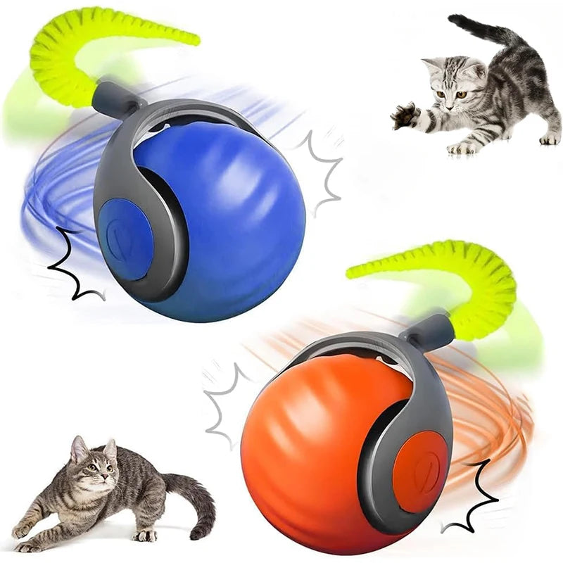 Hot Sale Automatic Moving Swing and Crawling Cat Toy Ball with Tail Two Speed Adjustment Intelligent Interactive Cat Toy Rolling Ball