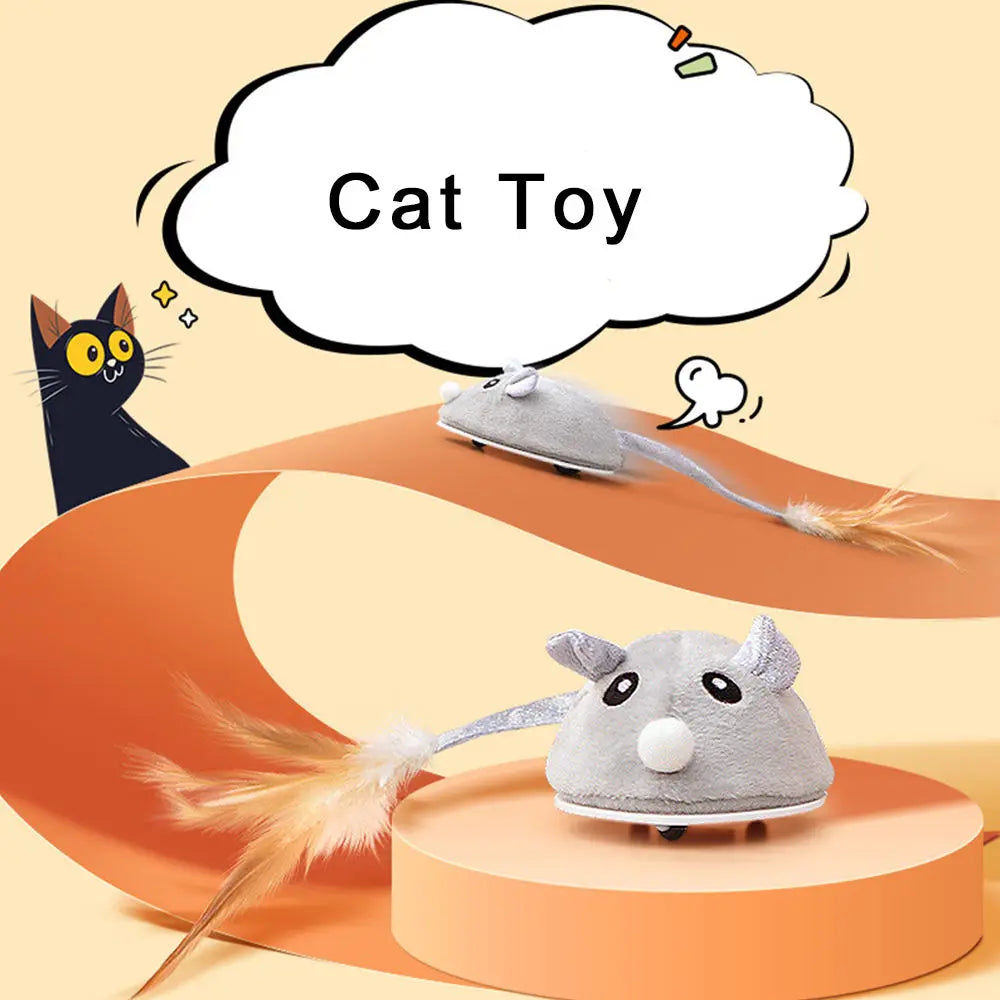 Promotional high-quality creative intelligent sensing mouse cat toy stick tail design electric automatic pet interactive toy