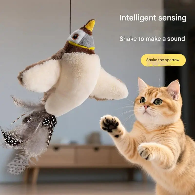 Pat Cat Toy Interactive Cat Sports Toy with Realistic Bird Chirp USB Charging Automatic Cat Kick Catnip Toy