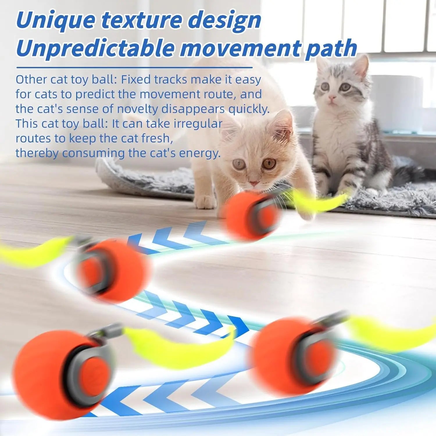 Hot Sale Automatic Moving Swing and Crawling Cat Toy Ball with Tail Two Speed Adjustment Intelligent Interactive Cat Toy Rolling Ball