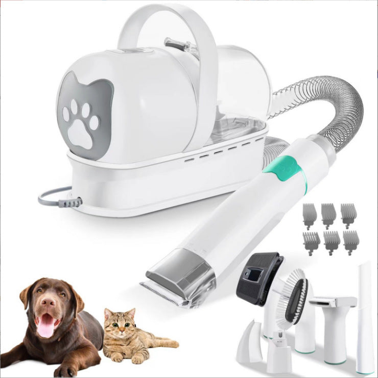 Cross-border new multi-functional pet hair trimmer, dog and cat 7-in-1 vacuum set, trimming and shaving all-in-one machine, hair removal.