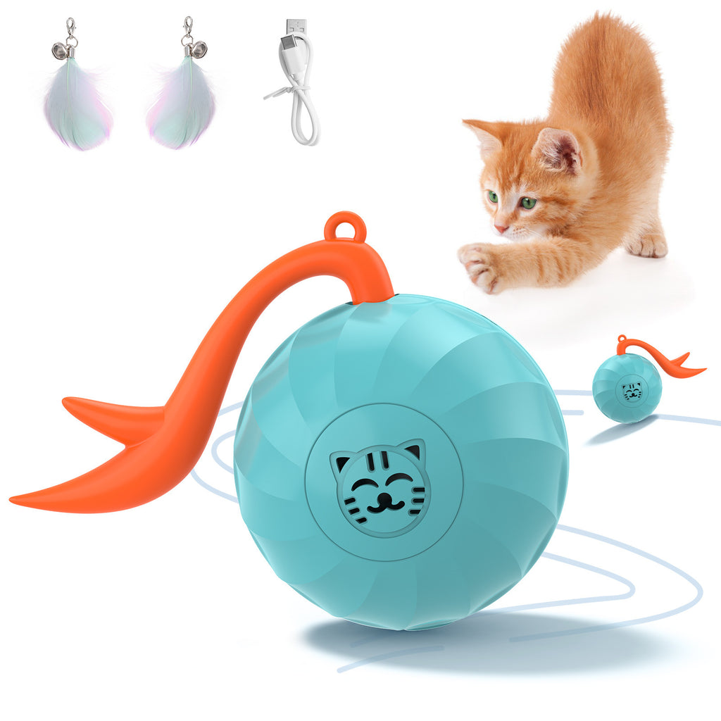 Smart cat toy, Amazon indoor silent electric luminous with feathers rechargeable interactive cat toy