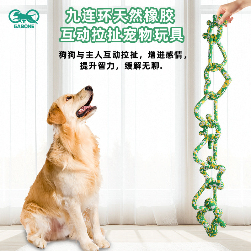 Dog tug-of-war toy grinding teeth biting interactive pet toy dog toy bite-resistant cotton rope dog toy bite-resistant
