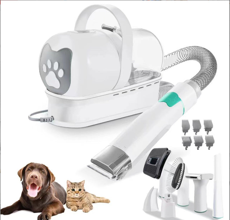 Cross-border new multi-functional pet hair trimmer, dog and cat 7-in-1 vacuum set, trimming and shaving all-in-one machine, hair removal.