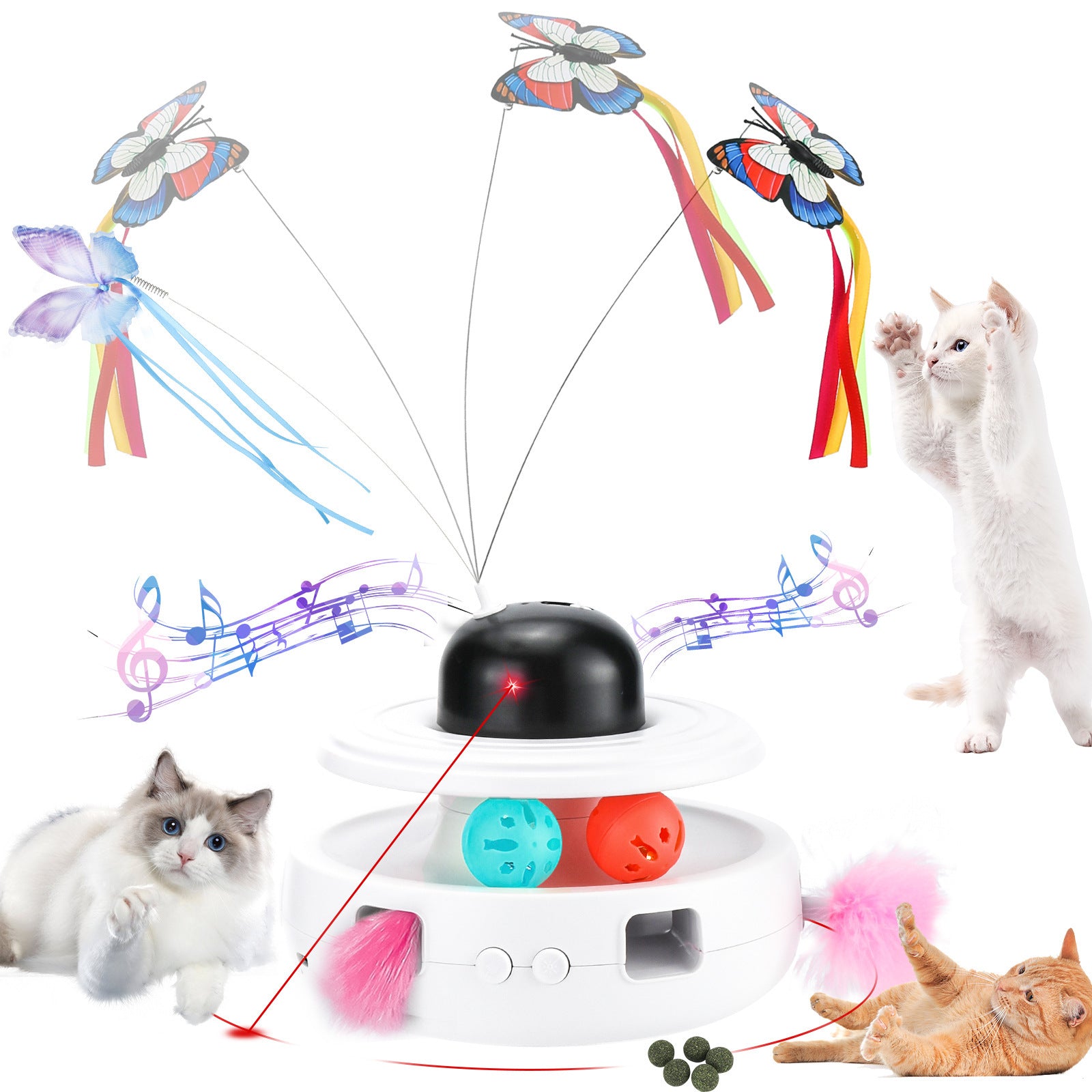 Smart cat toy, Amazon indoor silent electric luminous with feathers rechargeable interactive cat toy