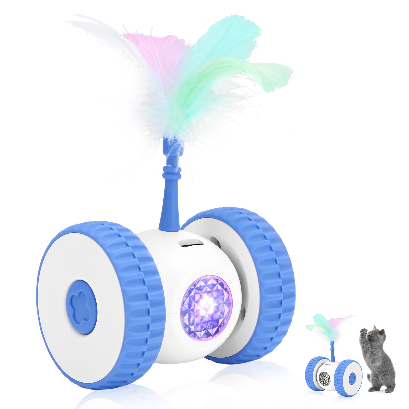 Smart cat toy, Amazon indoor silent electric luminous with feathers rechargeable interactive cat toy