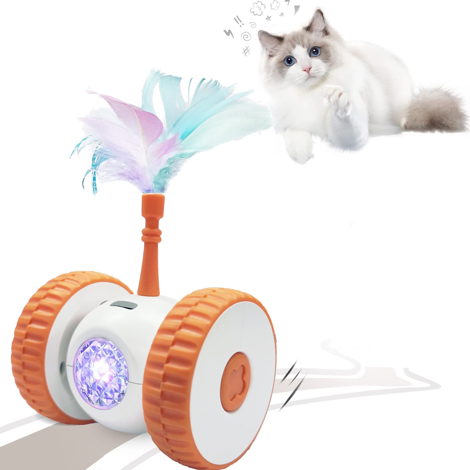 Smart cat toy, Amazon indoor silent electric luminous with feathers rechargeable interactive cat toy