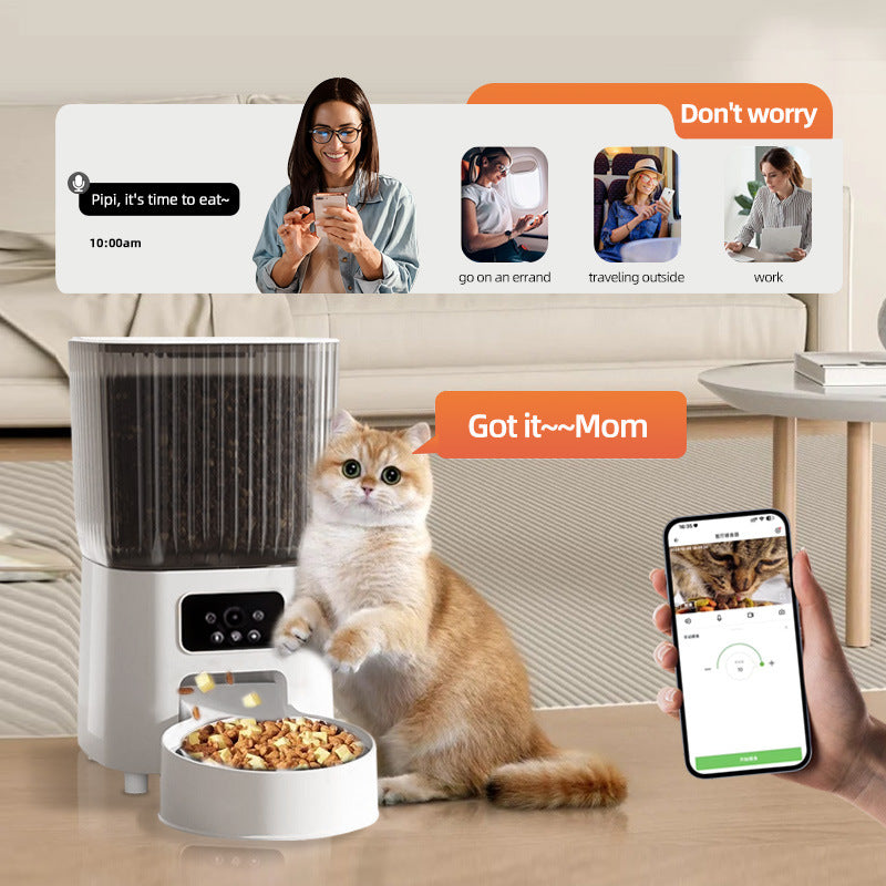 Cross-border explosive pet intelligent feeder cat supplies timing quantitative remote control automatic feeding camera